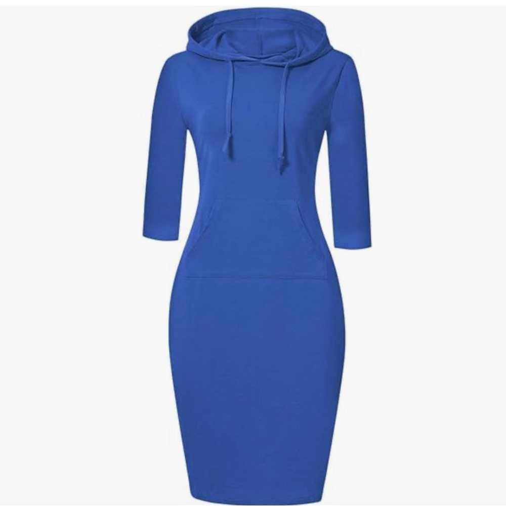 Casual hoodie dress with front pocket